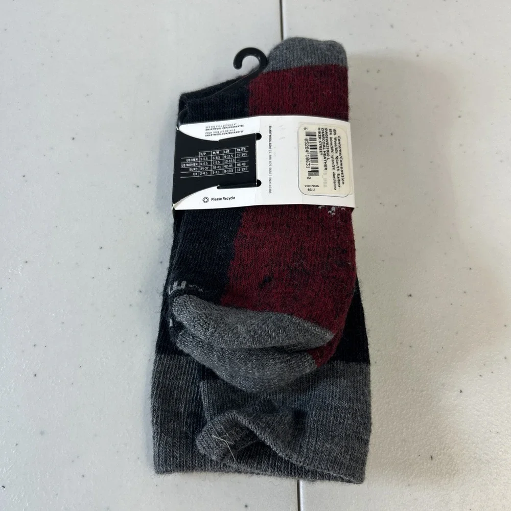 New Smartwool Mens Hiker Street Socks Charcoal Heather Size L Outdoor Merino